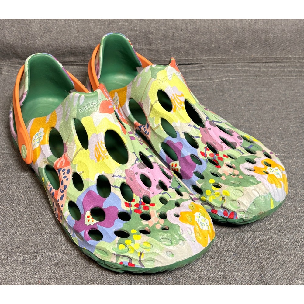 Merrell Hydro Moc Floral Water Shoes Mens 8.5 Womens 10 Green Orange Clogs - Picture 3 of 8